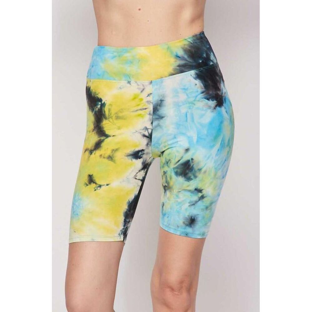 World of Leggings Buttery Smooth Tie Dye High Waisted Plus Size Biker Shorts - 3